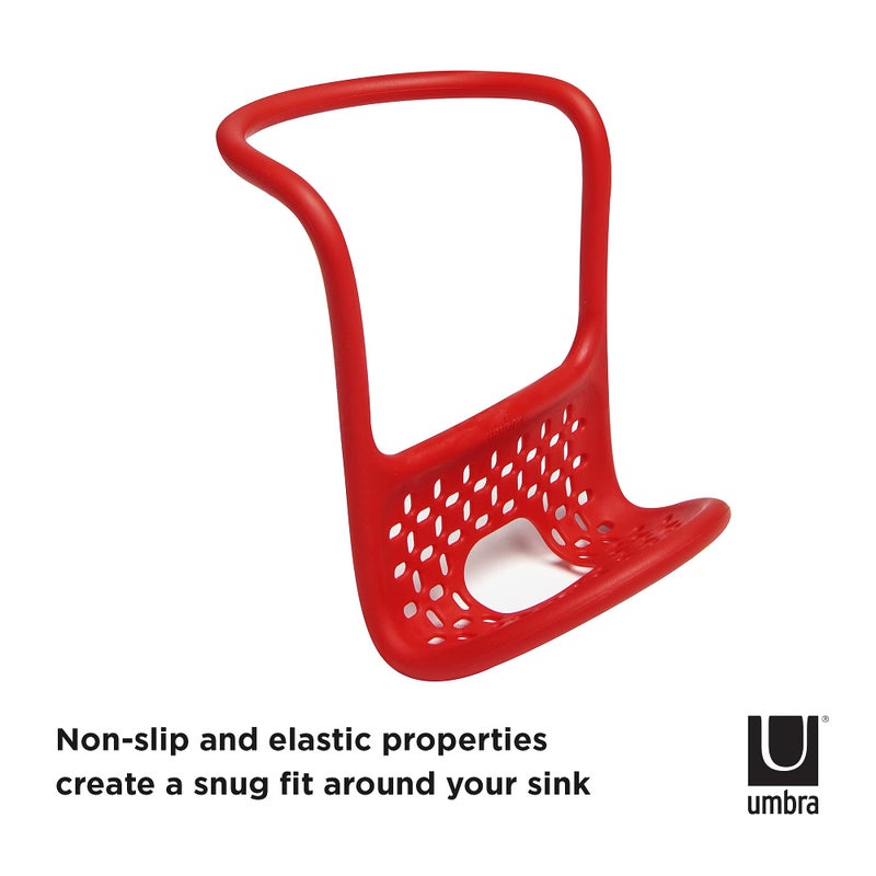 Umbra Sling Flexible Sponge Holder for Kitchen Sink, Customizable Non-Slip Caddy Organizer Also Holds Dish Scrub Brush or Dishcloth, Red - Image 4